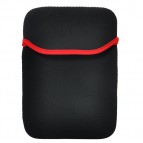 Husa laptop materil textil, 2 fete, negru/rosu 